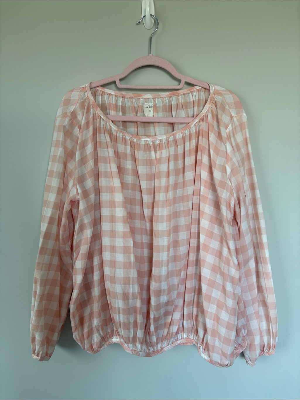 Pip Squeak Chapeau Women’s S Oversized Gingham Cotton Pink Blouse Sunny Top